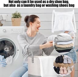 SnelShoppen - Schoenwaszakken voor Wasmachine en Droger - Grote Honingraat Mesh Schoenwaszak met Rits en Band - Voor Sneakers en Kleding - Wit - 1 stu — thumbnail 5