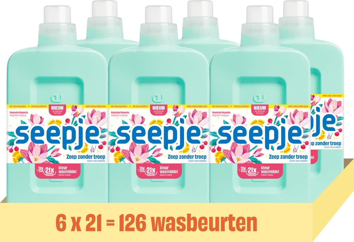Seepje Wasmiddel Kleur - 126 wasbeurten - 6 x 945ML - Voordeelverpakking — afbeelding 1