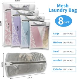 SnelShoppen - 8 Stuks Herbruikbare Mesh Waszakken voor Kleding, Delicate Blouse, Kousen, T-Shirts, Sokjes, Ondergoed, Bh's, Baby Kleding, Duurzaam en — thumbnail 3