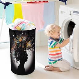 Wasmand met handgrepen - Opvouwbare mand - Kleding opbergen - Waterdichte binnenlaag - 40x69cm - Muziek Afbeelding — thumbnail 2