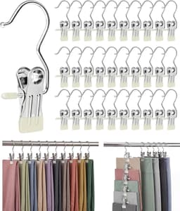 30 Stuks Kledingclips met Haak, Antislip Broekclips voor Kleding, Ruimtebesparende Hanger Clips voor Broeken, Rokken, Jeans, Sokken en Ondergoed, Stapelbare Kast Organizer — thumbnail 1