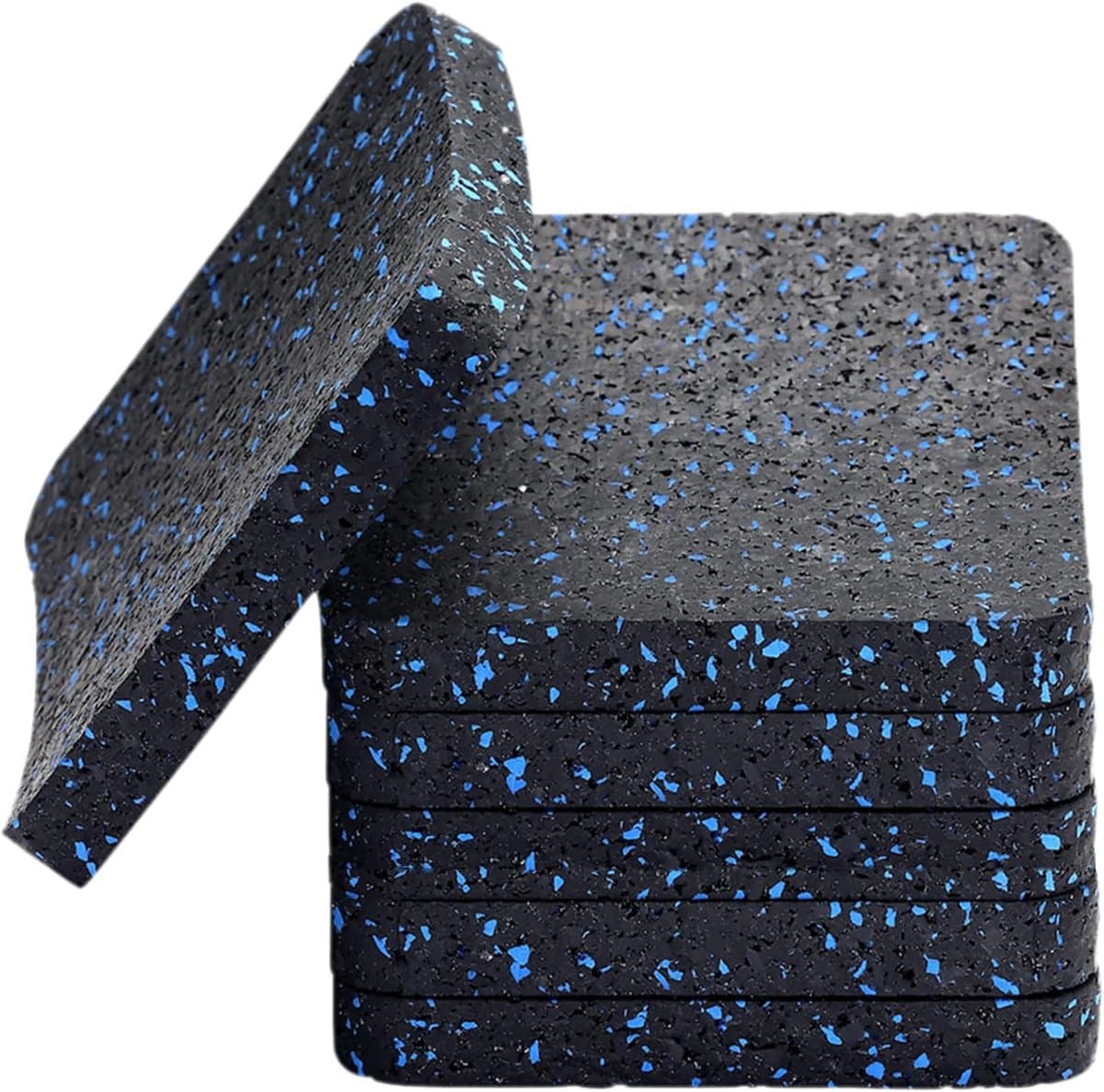 VHV - Trillingsdempers wasmachine - Anti-trillingsvoetjes - Wasmachine mat - Geluidsdempend - Antislip - Schokabsorberend - Voor wasmachine, droger en fitnessapparaten - Set van 6 - 10 x 10cm - Zwart plus blauw — afbeelding 1