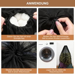 Solidchoice- Wasnet XXL - 2 stuks - 70 x 90 cm - Fijnmazig - Waszak voor Kleding - Waszak voor Beddengoed - Met Trekkoord en Haken — thumbnail 5