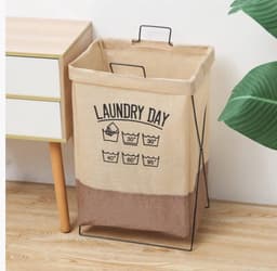 Lexorion Engels -Wasmand - Wasmanden - Wasmand Inklapbaar - Opvouwbare Wasmanden - 36cm x 28cm x 59cm - Ijzeren Pijpenrek — thumbnail 5