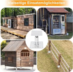 SnelShoppen - Verstelbare Houtpaalsteun 140-200 mm - 4 Stuks Thermisch Verzinkt - Schroefbenen voor Tuin, Overkappingen, Carports en Pergola's - Zilve — thumbnail 4