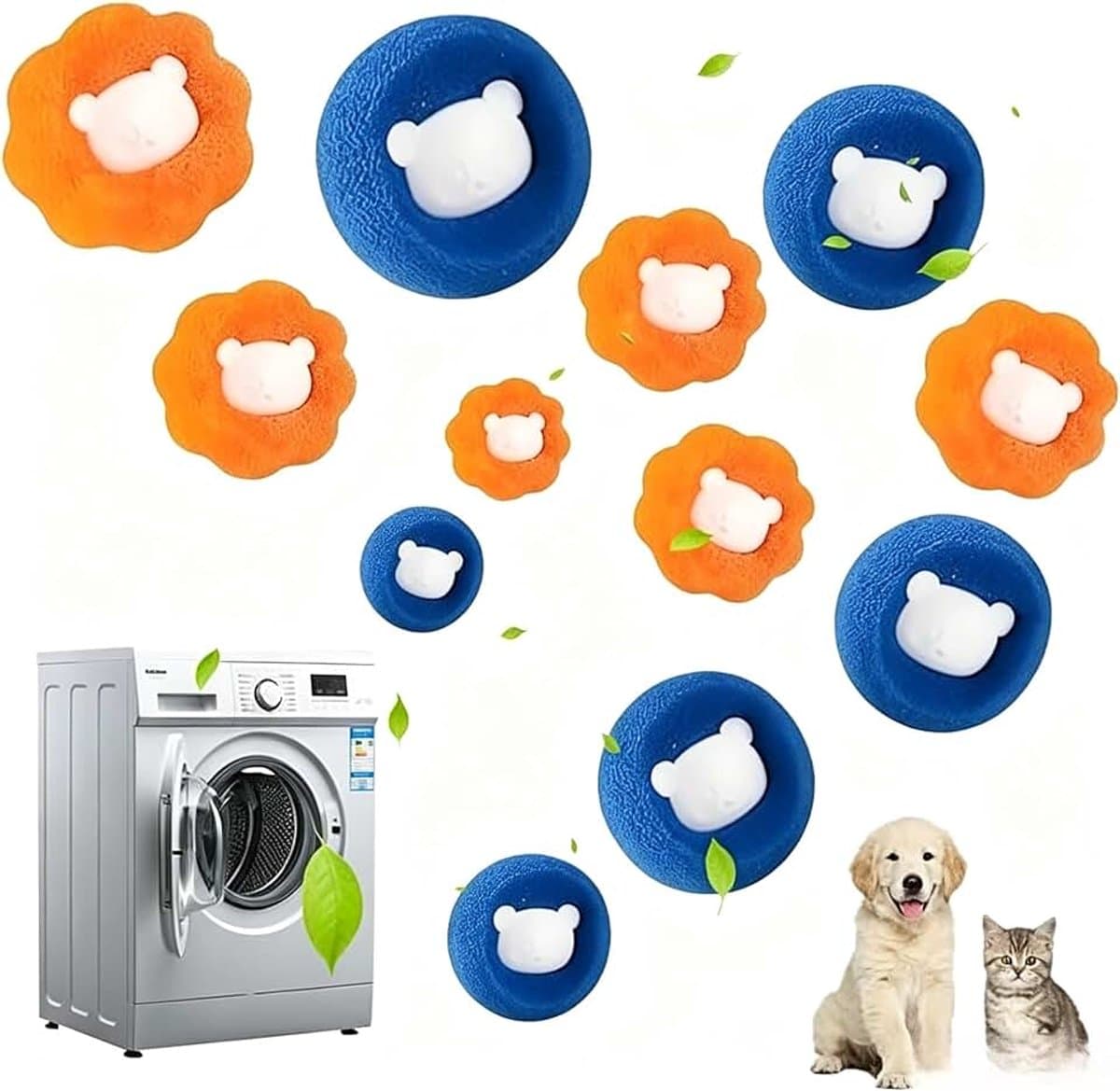 12 stuks dierenhaarverwijderaar, wasmachine, pluisballen, wasmachine, herbruikbare anti-wikkelende wasballen, haarvanger voor dierenharen en pluisjes — afbeelding 1
