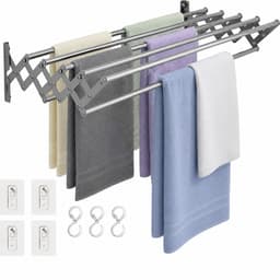 BSS® Wanddroogrek Inklapbaar 80 cm – RVS Wanddroger voor Kleding – Ruimtebesparend Droogrek voor Wasgoed, Handdoeken en Kleding – Voor Binnen en Buiten — thumbnail 1