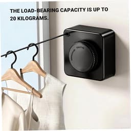 Intrekbare Waslijn - Kledinglijn Binnen - Kleding Drogen - Zware Lasten Ophangen - 48 Meter - Zwart — thumbnail 2