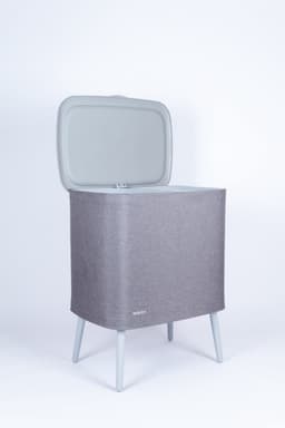 Novici wasmand grijs 60L - wasmand op pootjes - wasmand op poten - wassorteerder met 2 vakken - wasbox - grijze wasmand — thumbnail 4