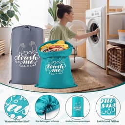 2 stuks waszakken voor reizen, waszak, groot, opvouwbare waszak, vuilwas, waterdicht, reizen, vuilwaszak, trekkoord - ShopVlot — thumbnail 3