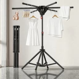 Dailygoods Wasrek van koolstofstaal, opvouwbaar, staand, draagbaar, met 6 uittrekbare stangen, hoogte- en breedteverstel — thumbnail 1