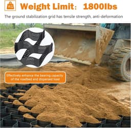 Grind Stabilisator - Oprit Raster - Opritten Versterken - Hoge Treksterkte - 3x4m - Zwart — thumbnail 3