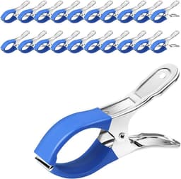 20 roestvrijstalen zwembadafdekkingclips - wasknijpers - geschikt voor zwembaden op grondniveau - windbestendige clips - voor zwembadafdekkingen, dekens en kleding op grondniveau - zilver/blauw - 13*7,8*2 cm — thumbnail 1