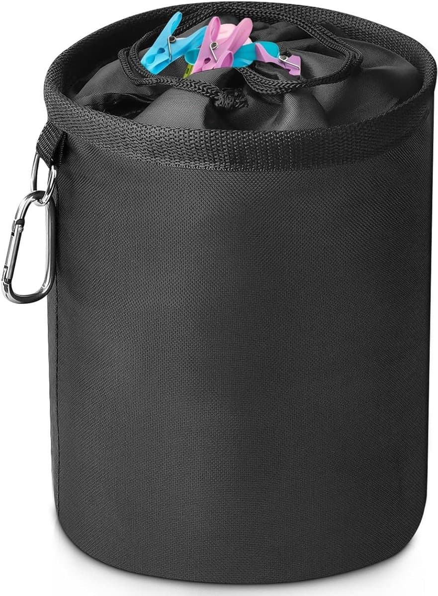 Wasknijperzak Ophangen - Klemmen Tas - Wasknijpers Opbergen - Waterdichte Oxford Stof - 28 x 20 cm - Zwart — afbeelding 1