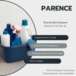 Vierkante wasbak 6L – Compacte wasbak van hoogwaardig kunststof 30 cm | Multifunctionele wastafel voor afwas, huis, wasgoed of tuin | Gemaakt in Europa — thumbnail 3