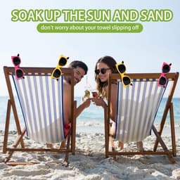 4 stuks handdoekclips voor ligstoelen, grote strandhanddoekharingen, plastic grote wasclip wasknijpers voor reizen, vakantie en thuisgebruik, kleurrijk (brillenstijl) — thumbnail 2