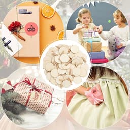50 stuk houten knijpers met ronde schijf klemmen, doe-het-zelf chic rond 4,8 cm knutselklemmen, decoratieve mini klemmen voor foto's — thumbnail 3