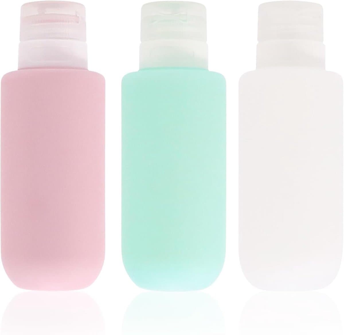 Siliconen reisfles van 200 ml voor toiletartikelen, 3 stuks lekvrije hervulbare knijpbare containers voor lotion, vloeibare shampoo, conditioner, toiletartikelen, BPA-vrij en TSA-goedgekeurde — afbeelding 1