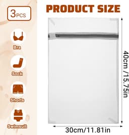 Mesh Waszakken voor Delicates Mini 40 x 30 cm Duurzame Lingerie Zakken voor Wassen Delicaten Wasmachine Lingerie Ondergoed Sokken Babykleding Reizen 15,75 x 11,81 Inch — thumbnail 2