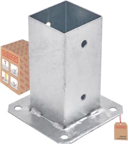 Grondanker met Plaat - Paalhouder Houtanker - Constructie Verankeren - Verzinkt Staal - 71 x 71 mm - Zwart — thumbnail 1