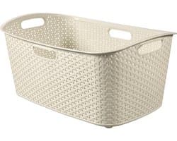 Curver My Style - Wasmand - 47L - Rattan Look - Ergonomische Handgrepen - Off-White