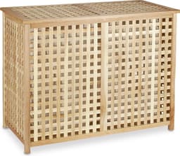 duo wasmand walnotenhout - met 2 waszakken - dubbel - 68 x 88 x 46 cm — thumbnail 4