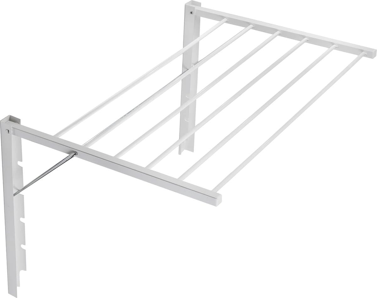 Droogrek - Opklapbare badkamerdroger aan de muur gemonteerd - 90 cm wit — afbeelding 1