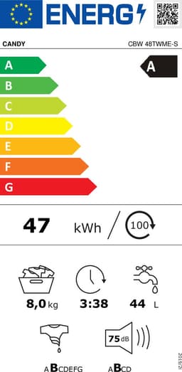 Candy Smart Inverter CBW 48TWME-S wasmachine Voorlader 8 kg 1351 RPM — thumbnail 3