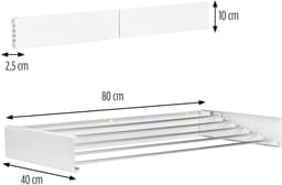Vitapur Wanddroogrek - Droogrek inklapbaar - Droogrekken - Wasrek hangend - Wasdroogrek - Droogrek inklapbaar - 80 x 40 cm - 4 meter drooglengte - Wit — thumbnail 2