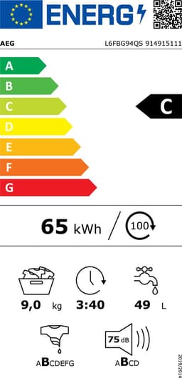 AEG L6FBG94QS 6000 Serie - Wasmachine - 9kg - 1400 rpm — thumbnail 2