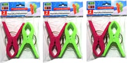 Jedermann Handdoekknijpers XL - 6x - groen/roze - kunststof - 12 cm - wasknijpers — thumbnail 1