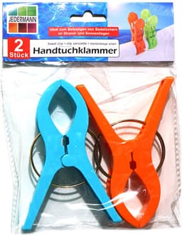 Jedermann Handdoekknijpers XL - 6x - blauw/geel - kunststof - 12 cm - wasknijpers — thumbnail 5