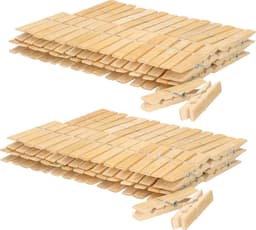 Wasknijpers - 120x - bamboe hout - 7 cm - wasspelden - knijpers - was ophangen — thumbnail 3