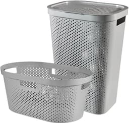 Curver Infinity Recycled Wasmand met deksel 60L + Wasmand 40L - Grijs — thumbnail 1