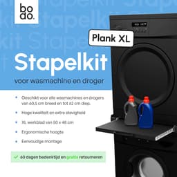 Tussenstuk Wasmachine & Droger met Uitschuifbare Plank XL – Zwart - Bodo — thumbnail 5