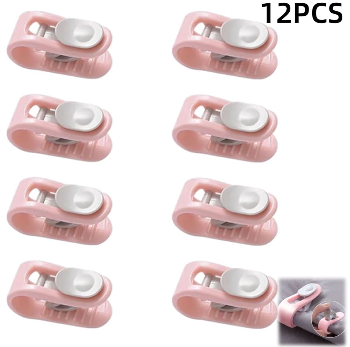 12 stuks-Dekbedclip - Lakensclip - Antislip dekbedclip - Lakensaccessoire - Geschikt voor het vastzetten van dekbedden en lakens - Roze - 5, 3*2, 6*2CM — afbeelding 1