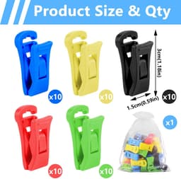 IMPERATORIS® Wasknijpers Kunststof - Waslijnklemmen - Extra Sterk - Soft Grip - Laat Geen Afdruk Achter - Weerbestendig - Set van 100 - blauw, groen, rood, geel, zwart — thumbnail 2