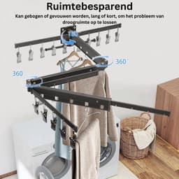 Thuys – Wanddroogrek – Droogrek Inklapbaar – Wasrek – Droogtoren – Droogrekken – Zwart — thumbnail 4
