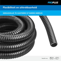 ProPlus Afvalwaterslang - 5 m - Afwatering - Temperatuurbestendig - Flexibel en Uittrekbaar - ø 40 mm - Voor het Geleiden van Afvalwater vanuit caravans/campers, vijvers en zwembaden - Afvoerkanaal - Zwart — thumbnail 2