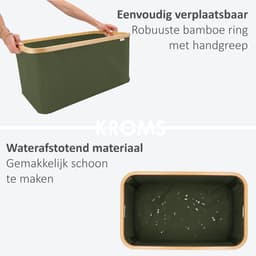 KROMS Wasmand opvouwbaar - Olijfgroen - 45L - Laundry basket - Heupwasmand - Opvouwbare wasmand - Opbergmand — thumbnail 5