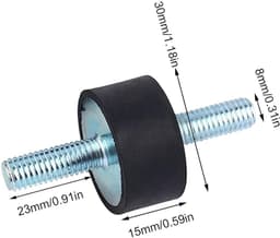 Anti-vibratie rubberen schokdempers - Set van 4 stuks voor luchtcompressor pomp - 30 x 15 mm - M8 x 23 - Isolator monteert met rubberen schroeven — thumbnail 5