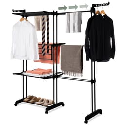 Jubbly® – Uitschuifbare Droogtoren – Inklapbaar Wasrek – Uitgerust met Wieltjes – 4 Verdiepingen – 35 meter Drooglengte – 40 kilo Draaggewicht – Wastoren Staand – Droogrek op Wielen - Zwart — thumbnail 4