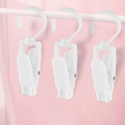 Sokkenclips - 10 stuks - Sokkenhouders - 360° draaibare clips - Plastic - Droogrek tegen verlies - Sokkendroogclips - Antislip draagbare clips - Clip voor reishoed,sjaal, sokken - Wit — thumbnail 3