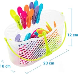 Wasknijpers met opbergmand - 60 sterke wasknijpers in trendy kleuren en 2 manden — thumbnail 3