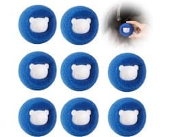 Dierenhaarverwijderaar voor wasmachine - 8 stuks - herbruikbare pluisballen - kattenhaar en hondenhaar verwijderen - kleding en dekens schoonmaken