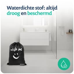 Wonair - Waszak - Waszakken - Waszak groot - Waszakken voor wasgoed - Opbergtas - 60x90cm - 2 Stuks - Zwart - Laundry bag met trekkoord — thumbnail 4