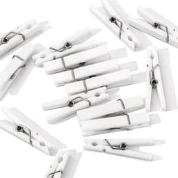 Mini Wasknijpers - Kleine Spelden - Feest decoratie - Lichtgewicht kunststof - 60 stuks - Wit — thumbnail 1