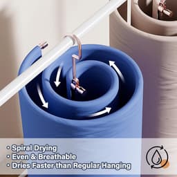 Spiraalvormig droogrek - opvouwbaar opbergrek voor beddengoed - geschikt voor het drogen van dekbedden, lakens, handdoeken en gordijnen - wit - diameter 41,8 cm - buisdikte 1,2 cm - buislengte 2,2 m — thumbnail 4