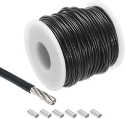 Allecta - Staalkabel van roestvrij staal 304 1/16 inch met vinylcoating - voor wasrek - 30 m - zwart — thumbnail 1