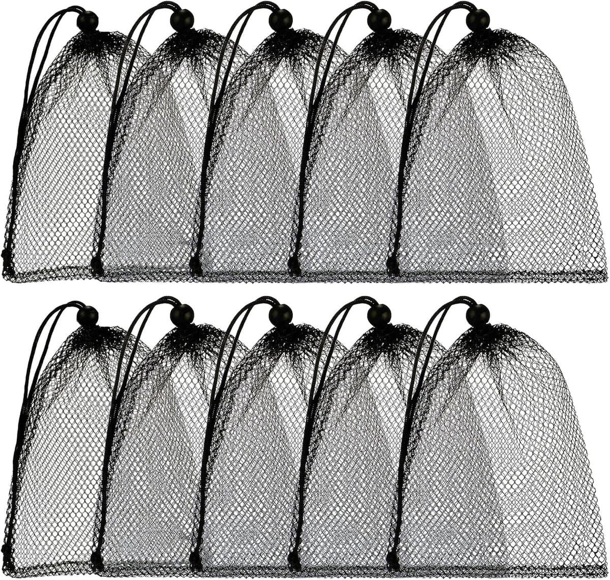 Set van 10 gaaszakjes met trekkoord - Grote nylon waszakken van gaas - Te gebruiken als cadeauzakjes, vaatwaszakjes - Met schuifbaar trekkoord - Geschikt voor keuken, sieraden, huwelijksgeschenken, huishoudelijke artikelen (30 x 40 cm) — afbeelding 1